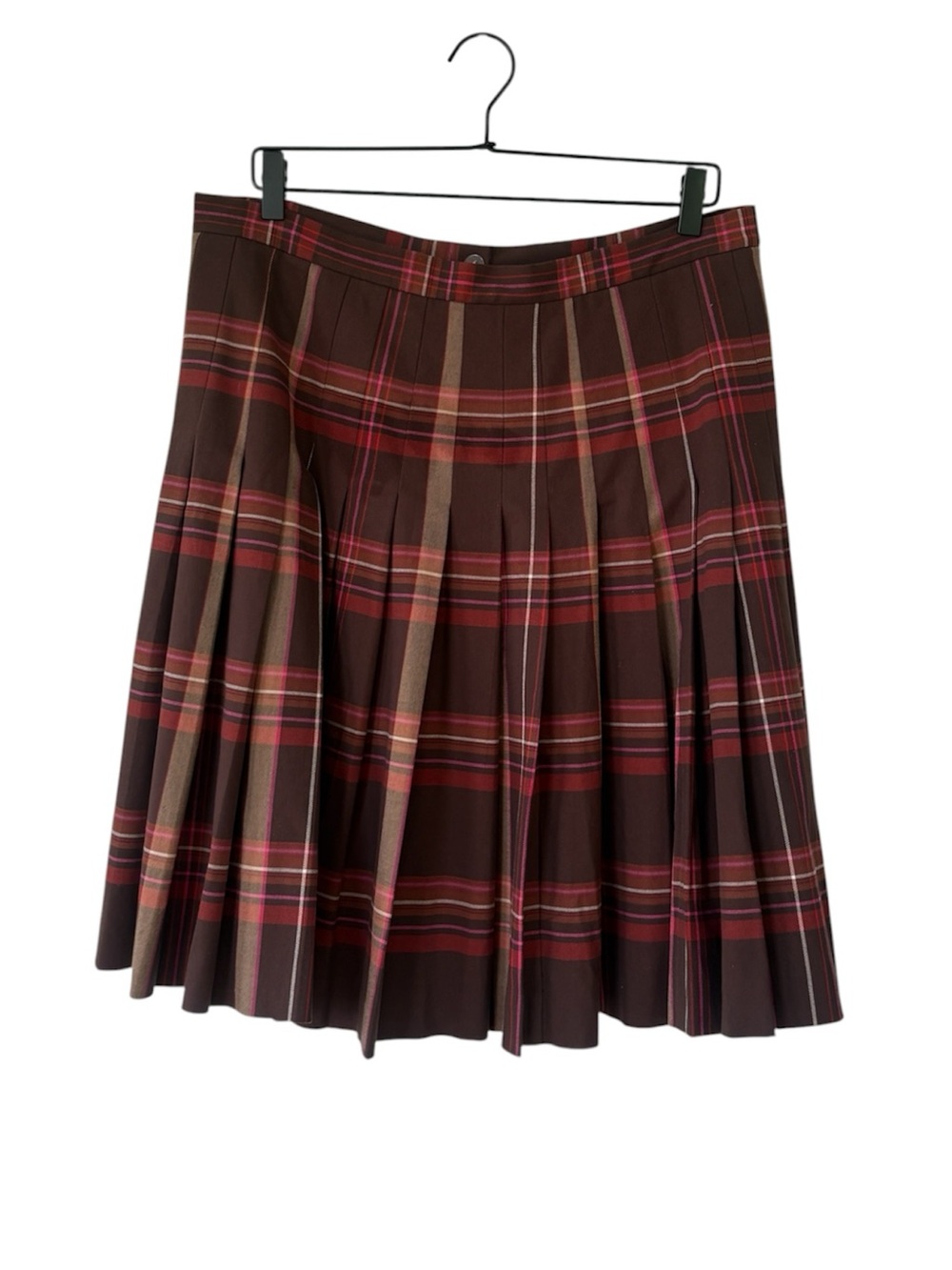 90’s Lilly Pulitzer Brown Plaid Pleated Skirt with Red Accents